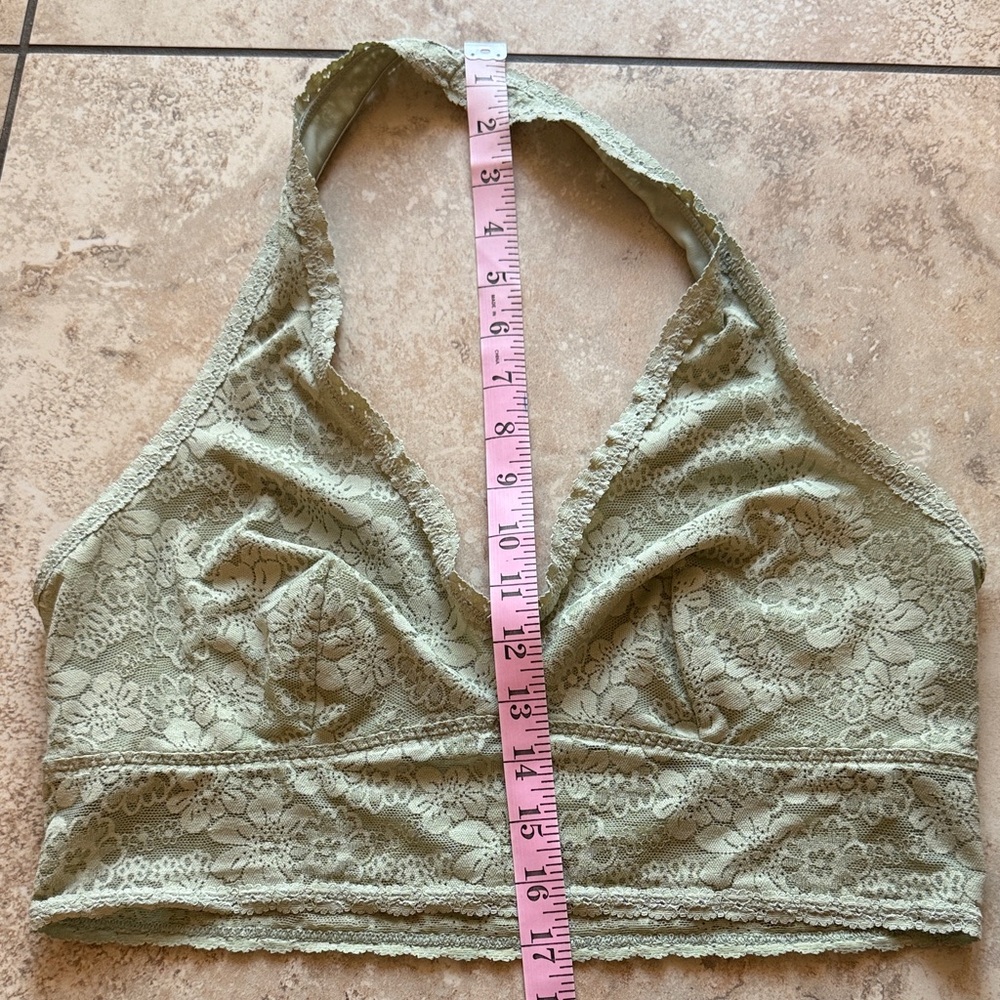 Rare Comfy VS PINK Lace Halter Bralette in Sage Green - Picture 9 of 9